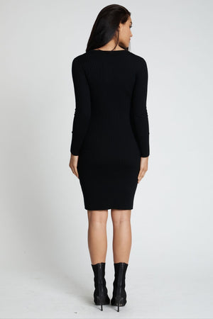 So Shieke Ribbed Black Dress