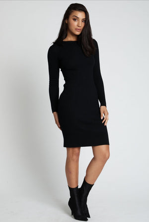 So Shieke Ribbed Black Dress