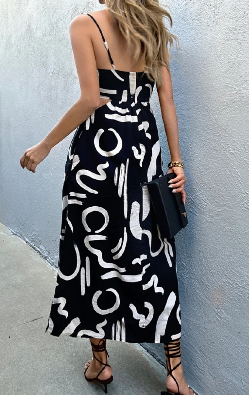 YORK MIDI DRESS BLACK/SAND