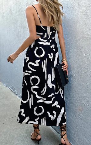 YORK MIDI DRESS BLACK/SAND
