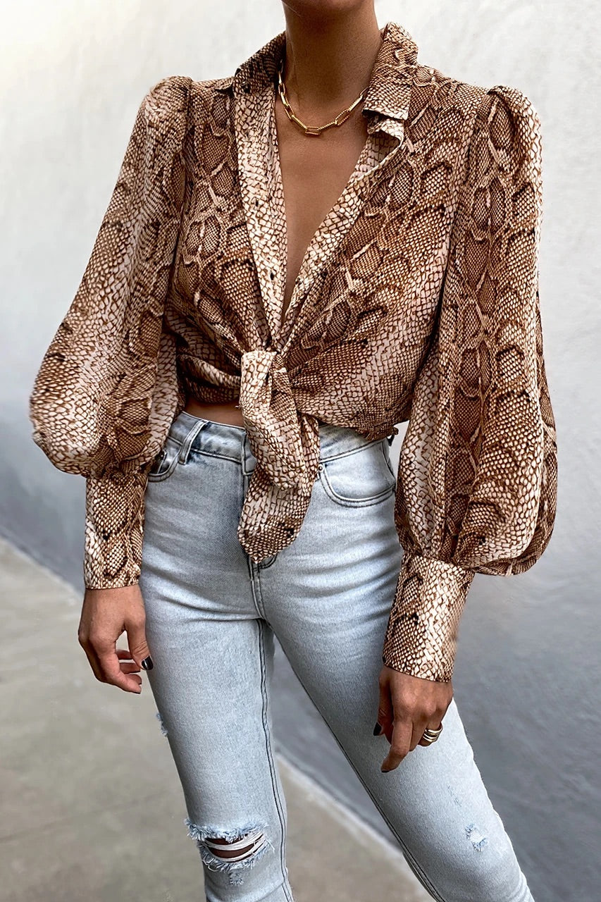 SNAKESKIN SHIRT - SAND