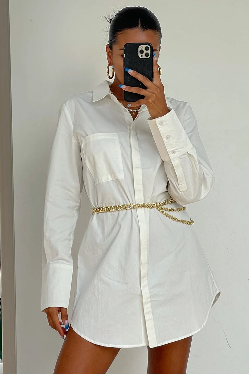 MILLICENT SHIRT DRESS - WHITE