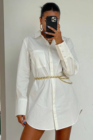 MILLICENT SHIRT DRESS - WHITE