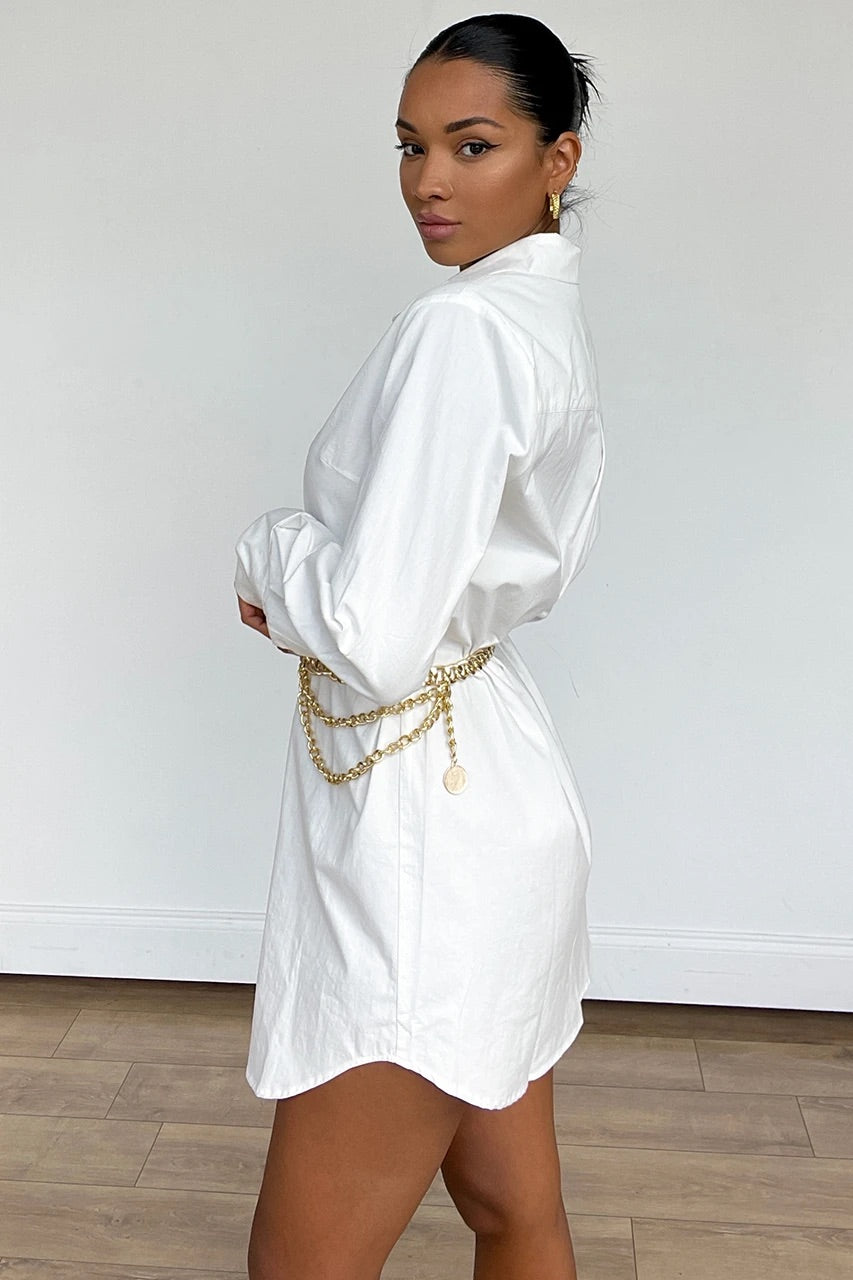 MILLICENT SHIRT DRESS - WHITE