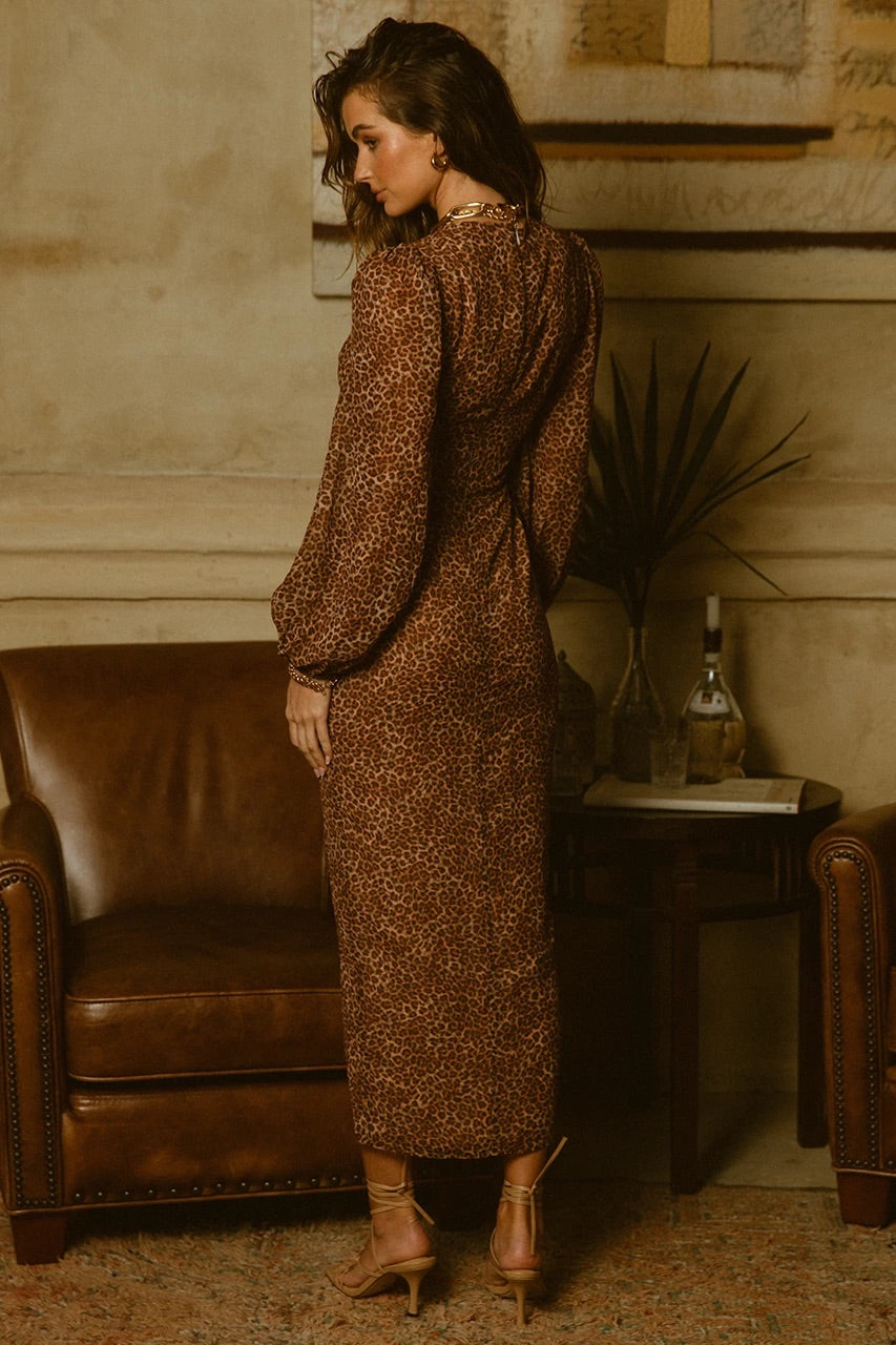 PORTIA BUTTON DRESS - LEOPARD