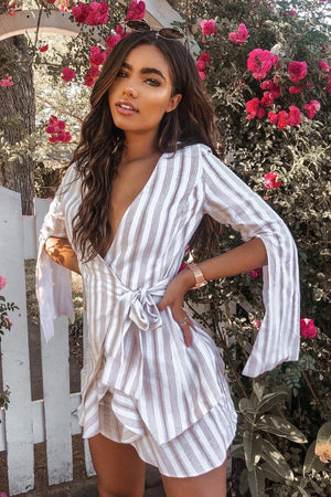 LYDIA TOP - BEIGE/ WHITE STRIPE
