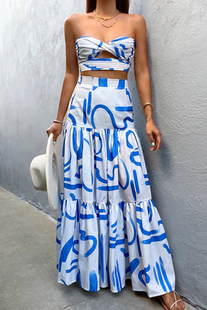 MYKONOS SKIRT - BLUE STROKE