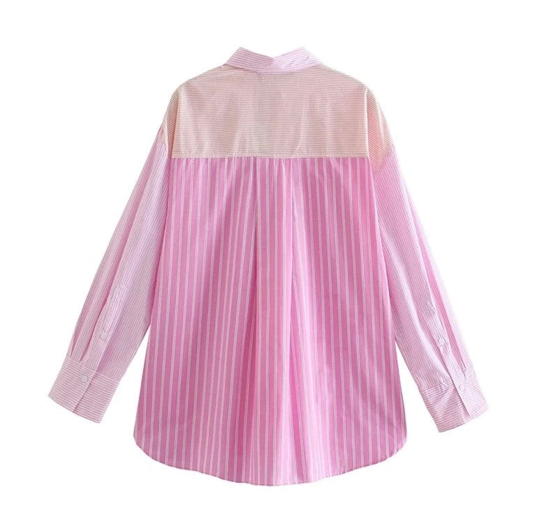 KATE STRIPE SHIRT - PINK/ORANGE