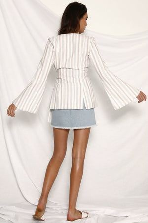 LYDIA TOP - BEIGE/ WHITE STRIPE