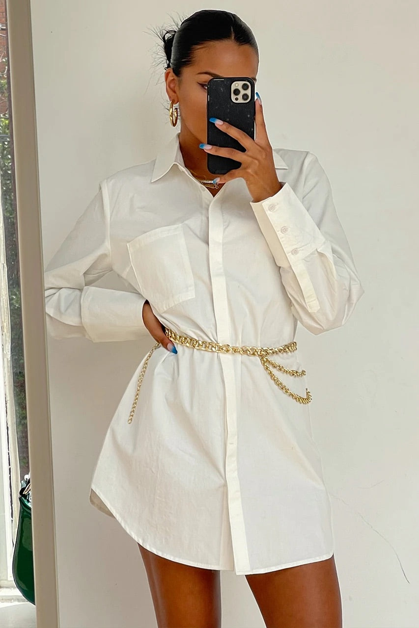 MILLICENT SHIRT DRESS - WHITE