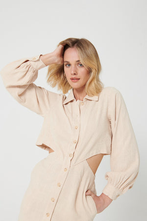 SKYLAR SHIRT DRESS - BEIGE