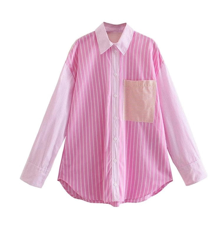 KATE STRIPE SHIRT - PINK/ORANGE