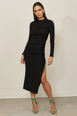 MONITA MIDI DRESS - BLACK