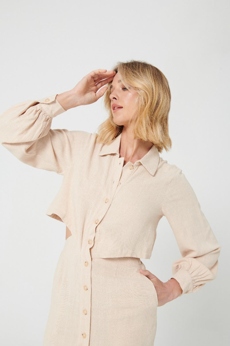 SKYLAR SHIRT DRESS - BEIGE