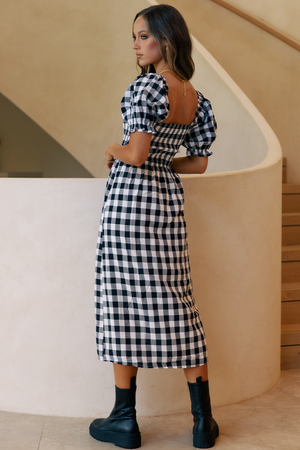 BRYNNE MIDI DRESS - BLACK CHECK