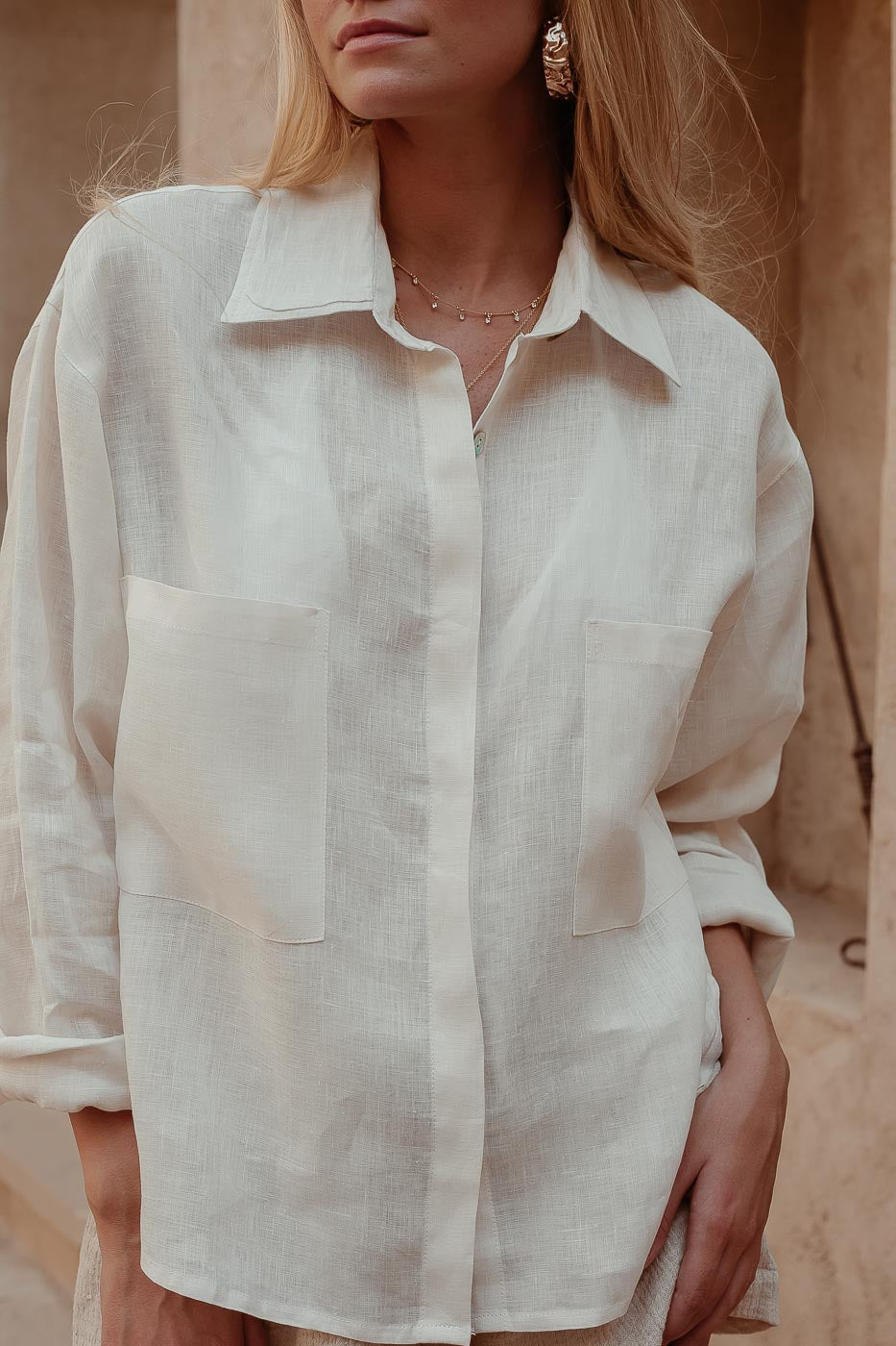 DAFNI LINEN BLOUSE - OFF WHITE