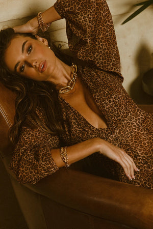 PORTIA BUTTON DRESS - LEOPARD