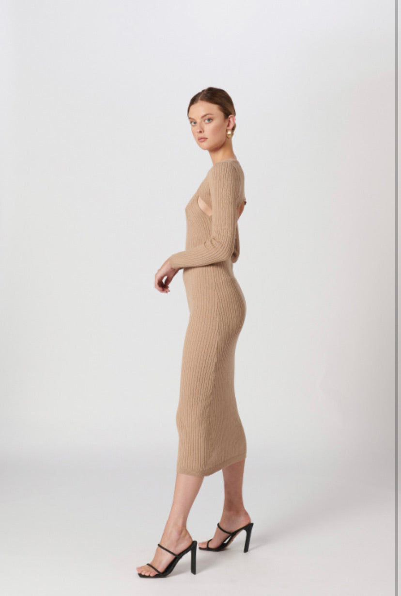 ZURI KNIT SET DRESS - BEIGE