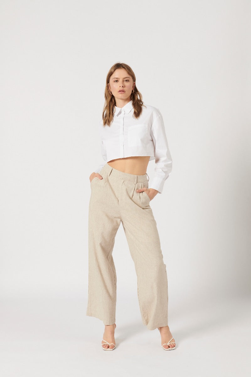 LA LUNA CROP SHIRT - WHITE