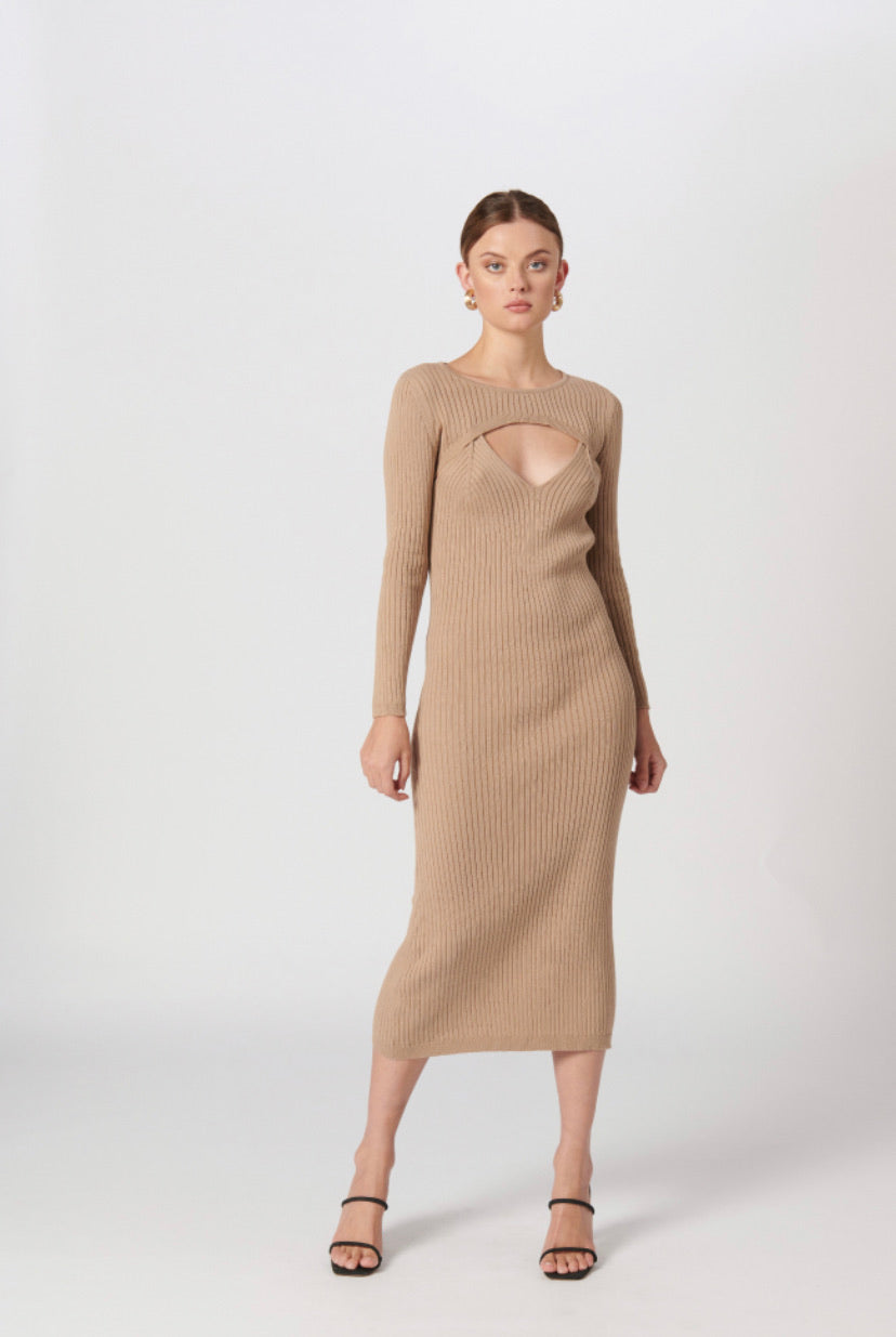 ZURI KNIT SET DRESS - BEIGE