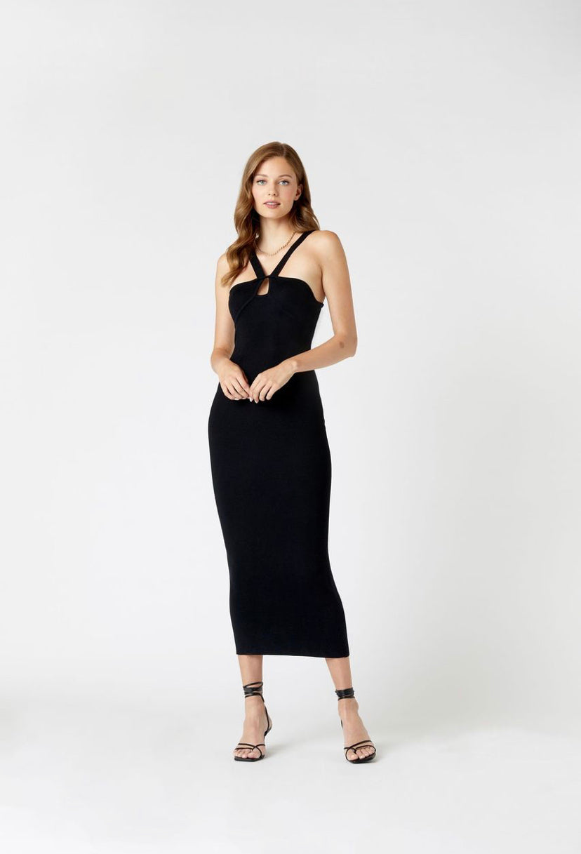 GOLDEN EYE KNIT DRESS - BLACK